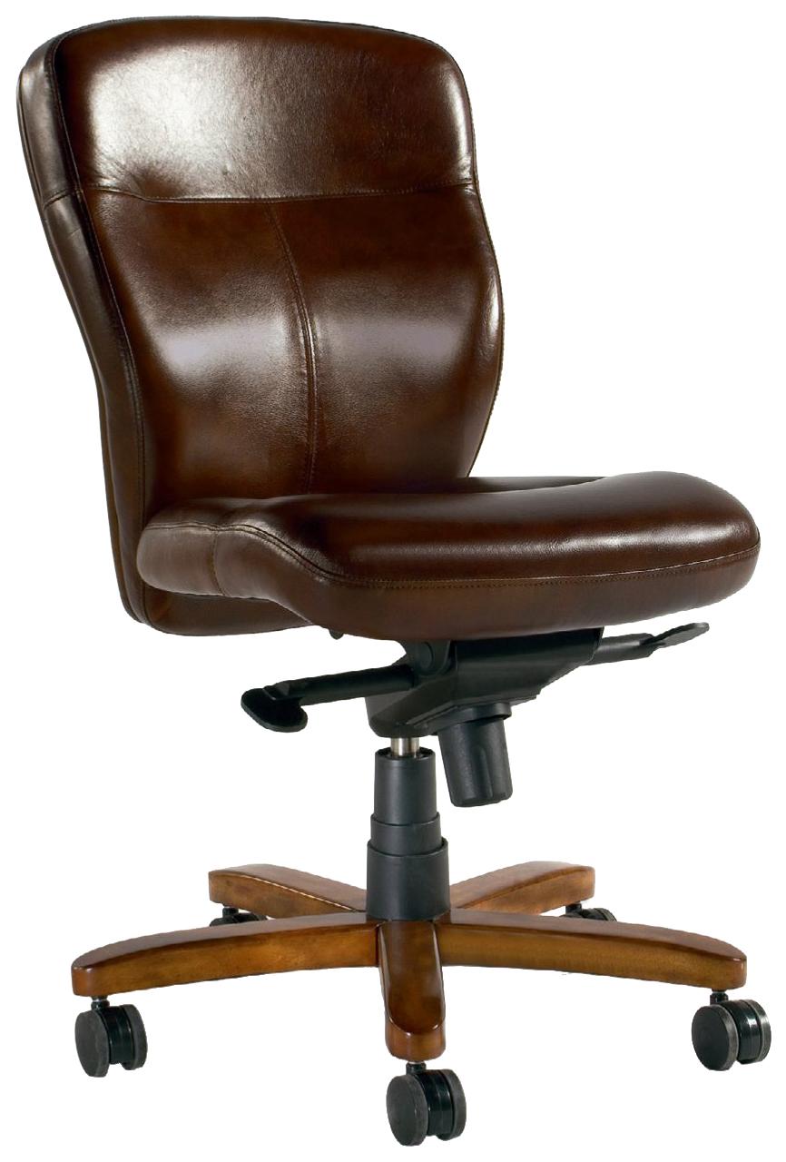 Brown leather armless office hot sale chair